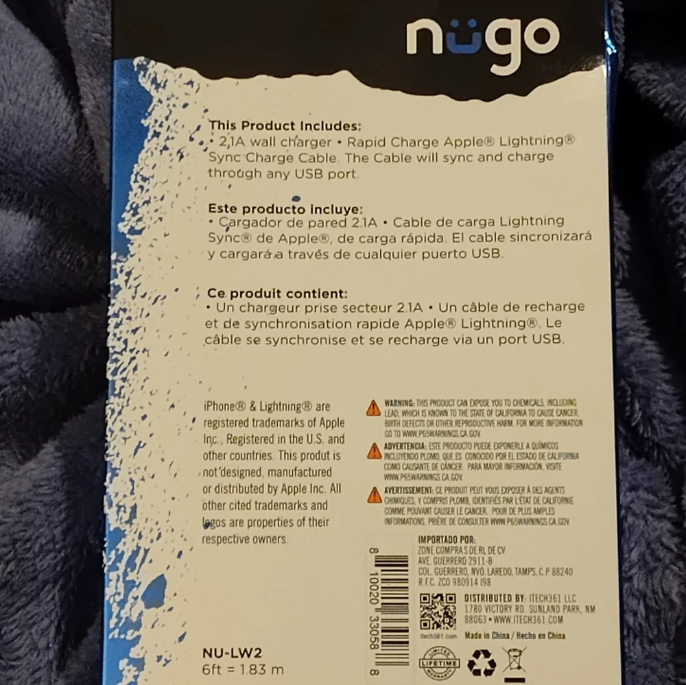 NEW! NUGO Fast Charge 6ft Apple & Android Charger